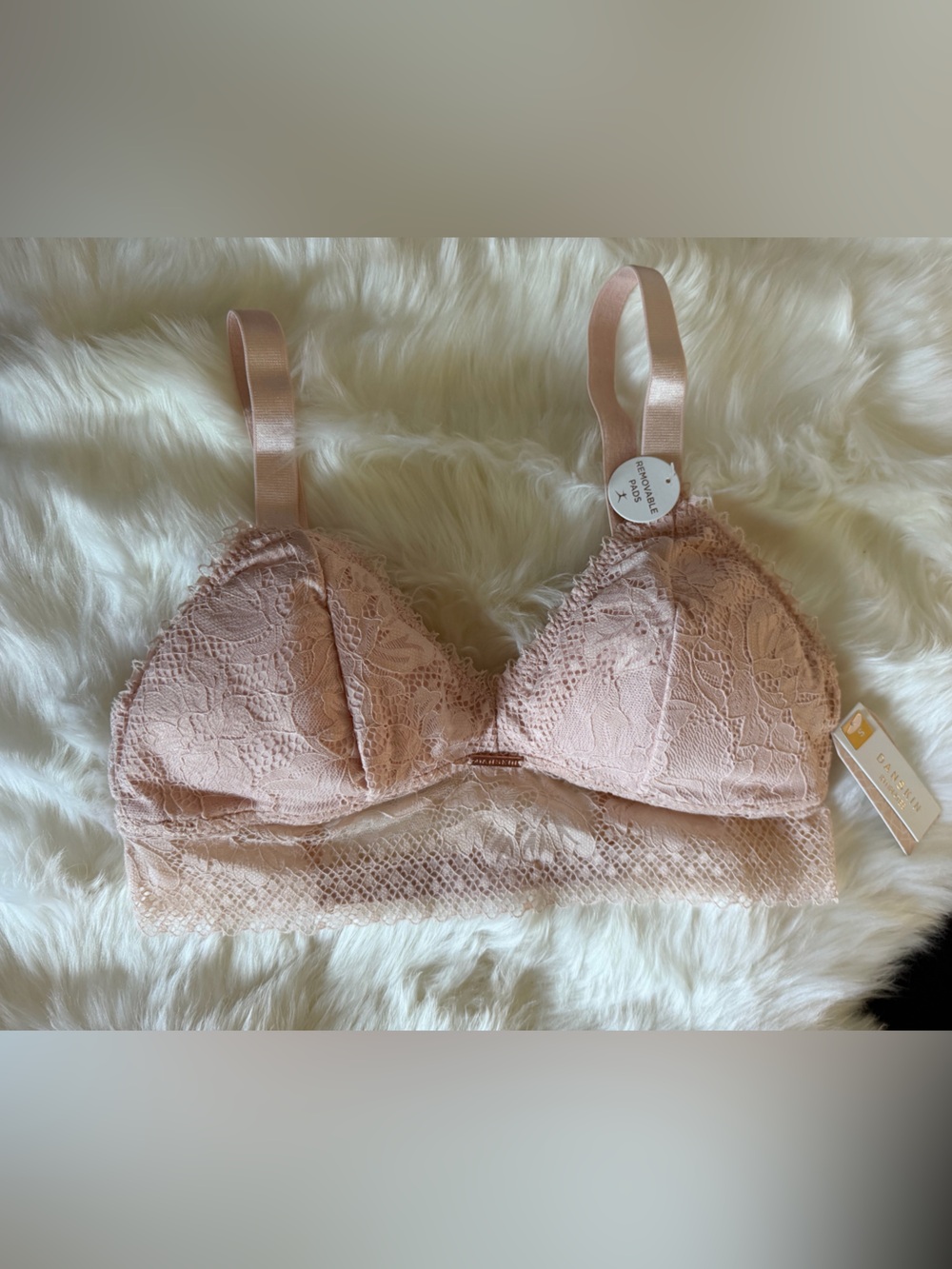 NWT Danskin Intimates Pink Lace Bralette Size S Removable Pads MSRP $48